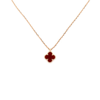 Van Cleef & Arpels Sweet Alhambra Pendant Necklace 18K Rose Gold and Carnelian