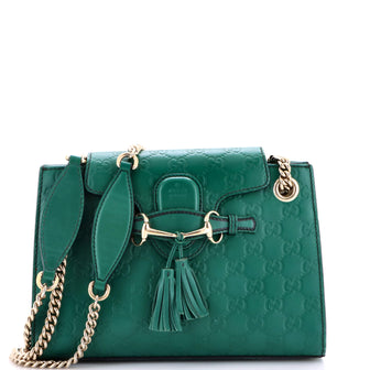 Gucci Emily Chain Flap Shoulder Bag Guccissima Leather Small