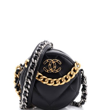 Chanel 19 Round Clutch with Chain Quilted Leather