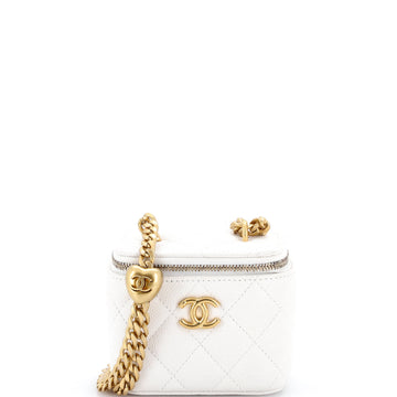 Chanel Sweet Heart Vanity Case with Chain Quilted Caviar Mini