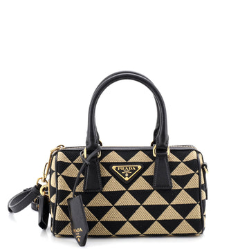 Prada Symbole Lux Convertible Boston Bag Jacquard Small