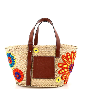 Loewe Basket Tote Woven Raffia with Applique Medium
