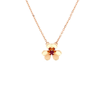 Van Cleef & Arpels Frivole Pendant Necklace 18K Rose Gold with Ruby Mini