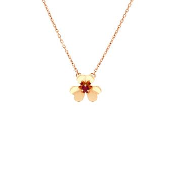Van Cleef & Arpels Frivole Pendant Necklace 18K Rose Gold with Ruby Mini