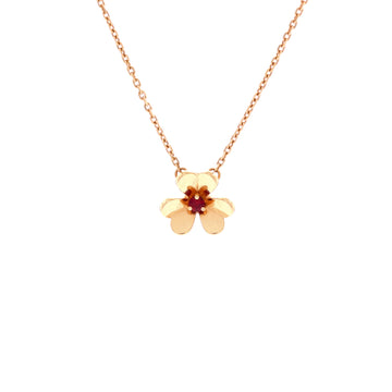 Van Cleef & Arpels Frivole Pendant Necklace 18K Rose Gold with Ruby Mini