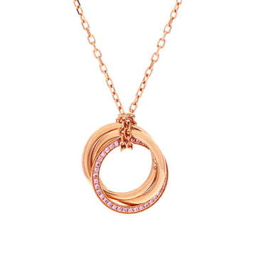 Cartier Trinity Pendant Necklace 18K Rose Gold with Pave Pink Sapphires