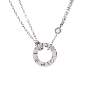 Cartier 2 Diamonds Love Pendant Necklace 18K White Gold with Diamonds
