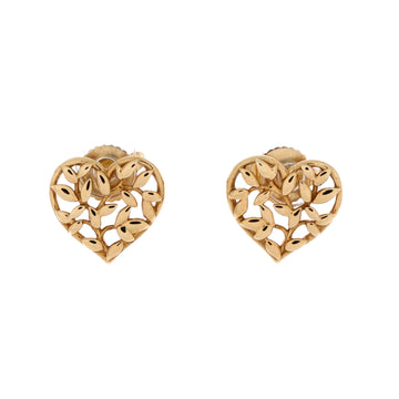 Tiffany & Co. Paloma Picasso Olive Leaf Heart Stud Earrings 18K Yellow Gold