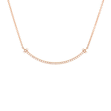 Tiffany & Co. T Smile Pendant Necklace 18K Rose Gold with Diamonds Small
