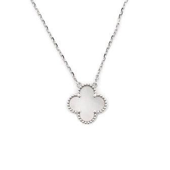 Van Cleef & Arpels Vintage Alhambra Pendant Necklace 18K White Gold and Mother of Pearl