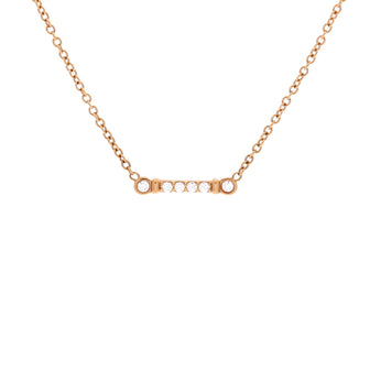 Tiffany & Co. Fleur de Lis Key Bar Pendant Necklace 18K Rose Gold with Diamonds