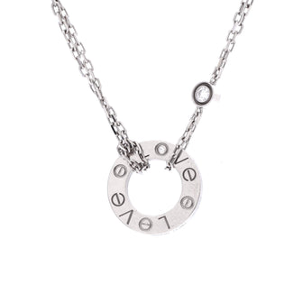 Cartier 2 Diamonds Love Pendant Necklace 18K White Gold with Diamonds
