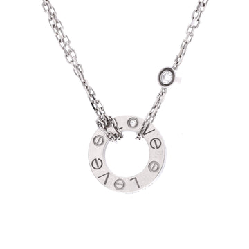 Cartier 2 Diamonds Love Pendant Necklace 18K White Gold with Diamonds