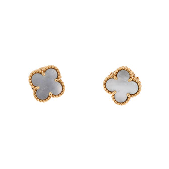 Van Cleef & Arpels Sweet Alhambra Stud Earrings 18K Yellow Gold and Mother of Pearl