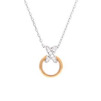Chaumet Jeux de Liens Circle Pendant Necklace 18K Rose Gold and 18K White Gold with Diamonds