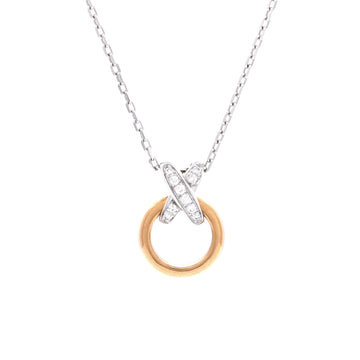 Chaumet Jeux de Liens Circle Pendant Necklace 18K Rose Gold and 18K White Gold with Diamonds