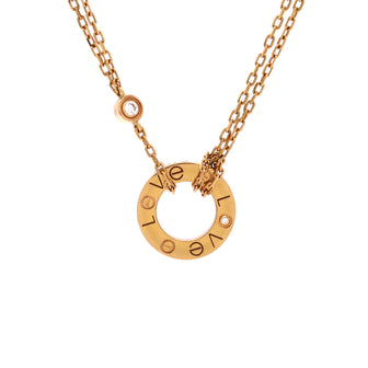 Cartier 2 Diamonds Love Pendant Necklace 18K Rose Gold and Diamonds