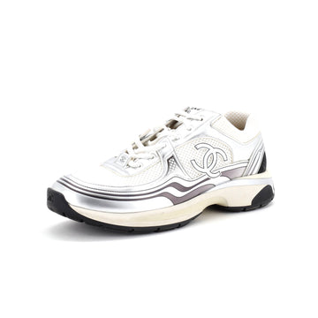 Chanel Women's CC Low-Top Sneakers Mesh and Laminated Leather