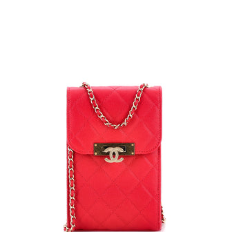 Chanel Golden Class Phone Holder Crossbody Bag Quilted Caviar