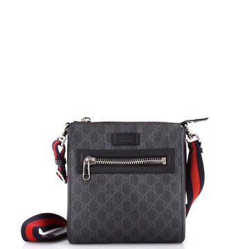 Gucci Web Strap Front Zip Messenger Bag GG Coated Canvas Small