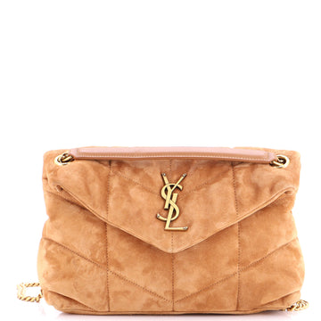 Saint Laurent Loulou Puffer Shoulder Bag Quilted Suede Small