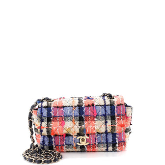 Chanel Classic Single Flap Bag Quilted Tweed Mini