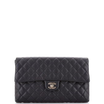 Chanel Classic Flap Clutch Quilted Caviar
