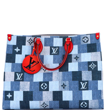 Louis Vuitton OnTheGo Tote Damier and Monogram Patchwork Denim GM