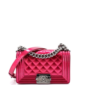 Chanel Boy Flap Bag Quilted Patent Small