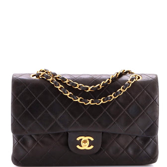 Chanel Vintage Classic Double Flap Bag Quilted Lambskin Medium