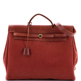 Hermes Herbag Zip Leather and Toile 39