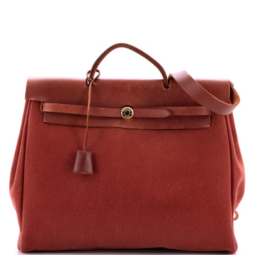Hermes Herbag Zip Leather and Toile 39