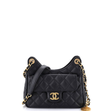 Chanel Wavy CC Hobo Quilted Caviar Small