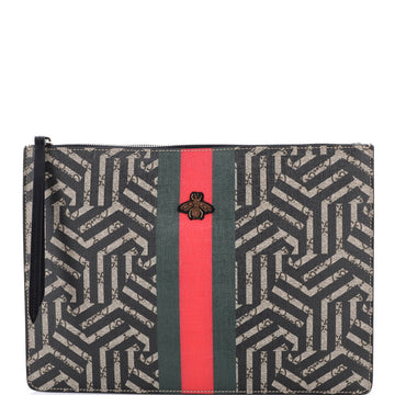 Gucci Bee Web Zip Messenger Bag Caleido GG Coated Canvas Large