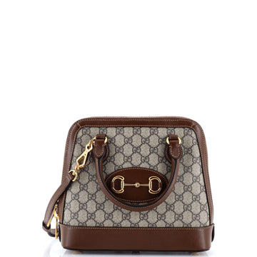 Gucci Horsebit 1955 Top Handle Bag GG Coated Canvas with Leather Small