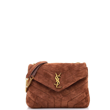 Saint Laurent Loulou Shoulder Bag Matelasse Chevron Suede Small
