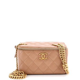 Chanel All Slide Long Vanity Case with Chain Quilted Lambskin Small