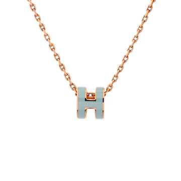 Hermes Pop H Pendant Chain Necklace Metal and Enamel Mini