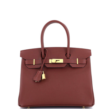 Hermes Birkin Handbag Red Epsom with Gold Hardware 30