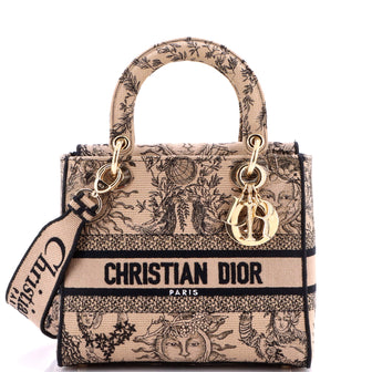 Christian Dior Lady D-Lite Bag Embroidered Canvas Medium