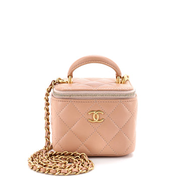 Chanel Classic Top Handle Vanity Case with Chain Quilted Lambskin Mini