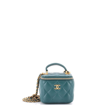 Chanel Classic Top Handle Vanity Case with Chain Quilted Lambskin Mini