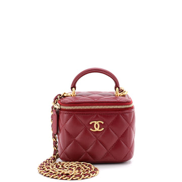 Chanel Classic Top Handle Vanity Case with Chain Quilted Lambskin Mini