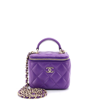 Chanel Classic Top Handle Vanity Case with Chain Quilted Lambskin Mini