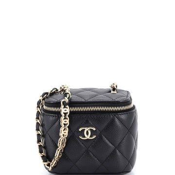Chanel Tiny CC Link Vanity Case with Chain Quilted Caviar Mini