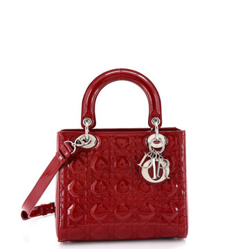 Christian Dior Lady Dior Bag Cannage Quilt Patent Medium