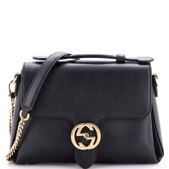 Gucci Interlocking Top Handle Bag Leather Medium