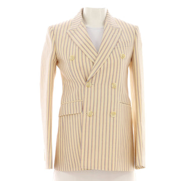 Celine Women's Double Breasted Blazer Striped Wool Blend