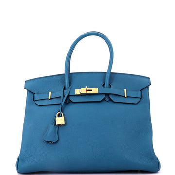 Hermes Birkin Handbag Blue Togo with Gold Hardware 35