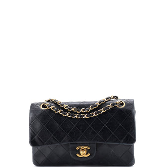 Chanel Vintage Classic Double Flap Bag Quilted Lambskin Small